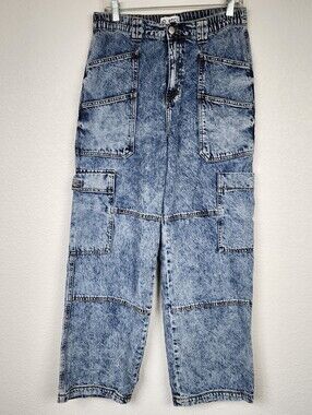 Cotton Vintage Wide Leg Size 30 Acid Wash Y2K Raver Jeans